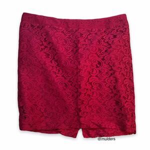 Merona Bright Pink Short Floral Lace Lined Formal Skirt Size 18